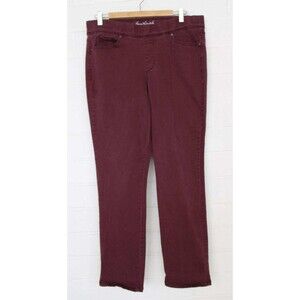 Gloria Vanderbilt 14 Burgundy Avery Straight Leg Overall Slimming Pull-on Jeans